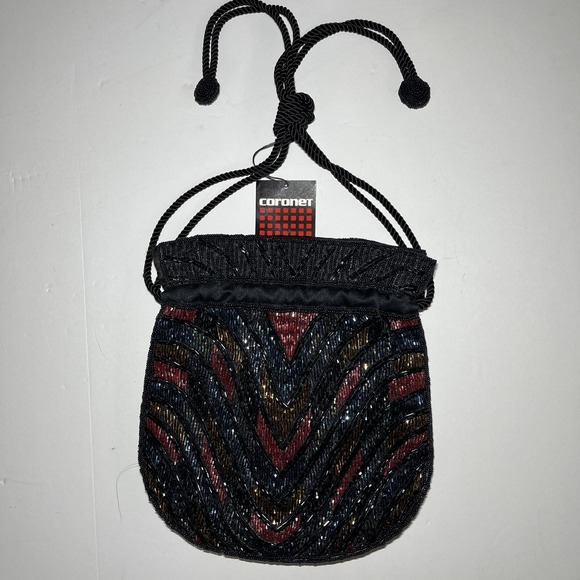 Coroner Handbags - Beaded Bucket Bag Purse Hobo Multi Color Beads Chevron Coroner Brand NWT
